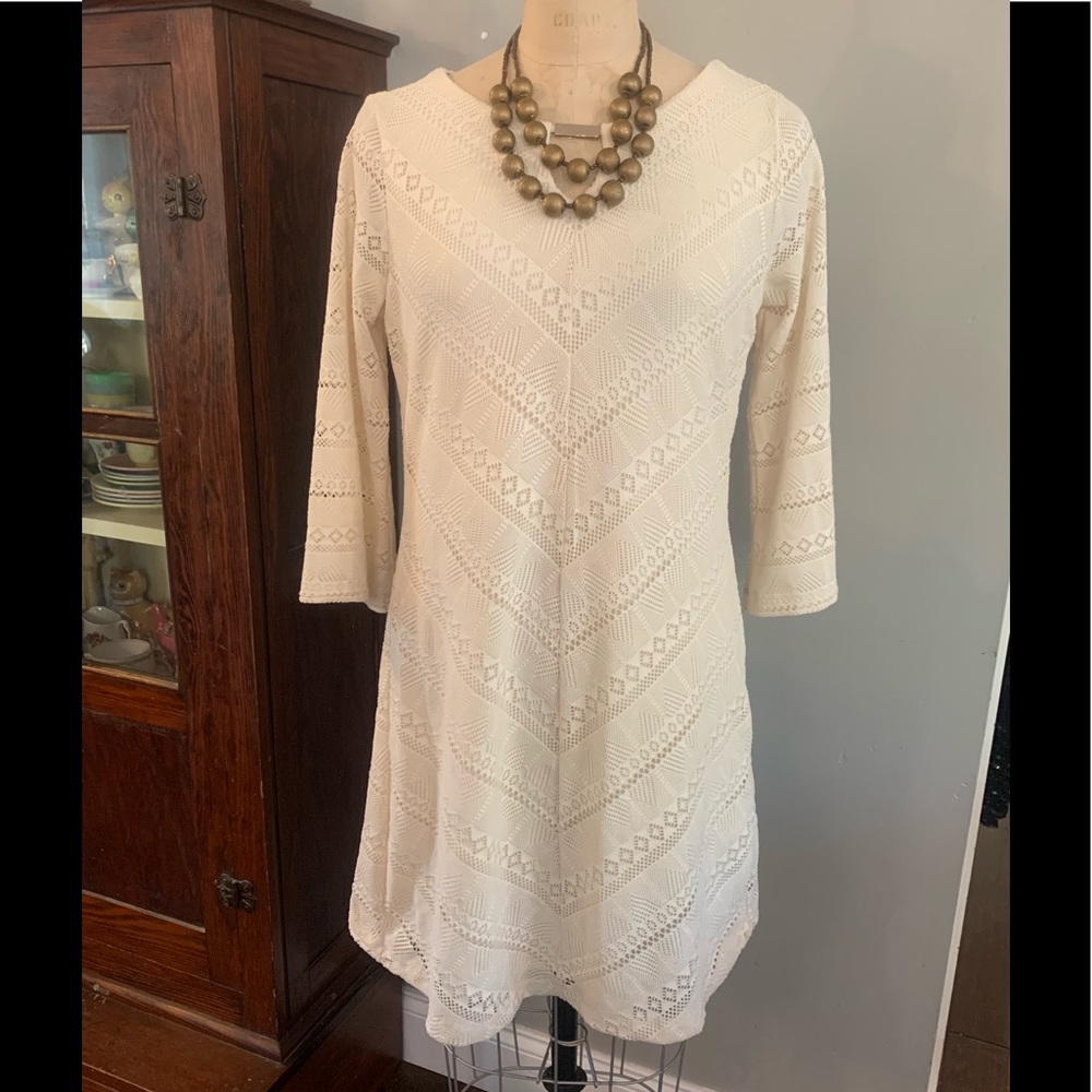 Haani Cream Crochet Lace Dress sz L